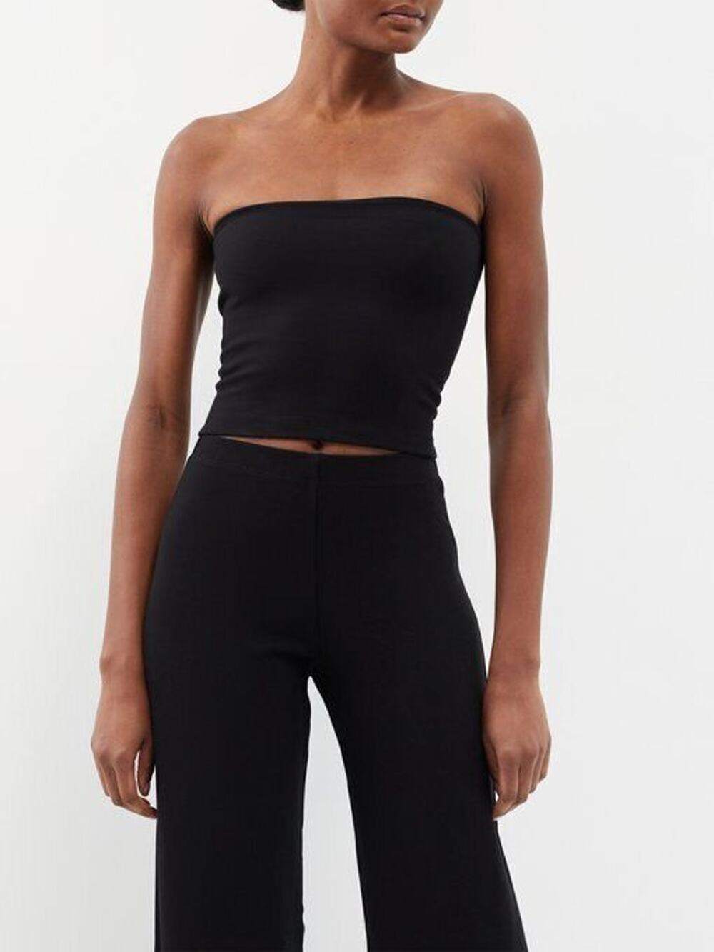 Leset Rio Bandeau-Neckline Ponte Top - M - Black